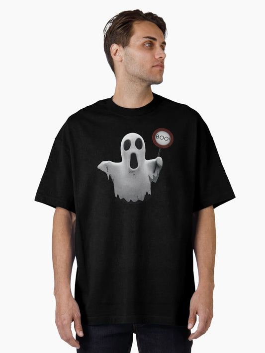 Ghost holding Boo sign!