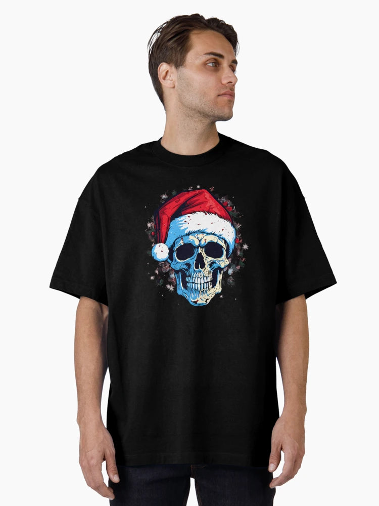 A skull with Santa Claus’s hat