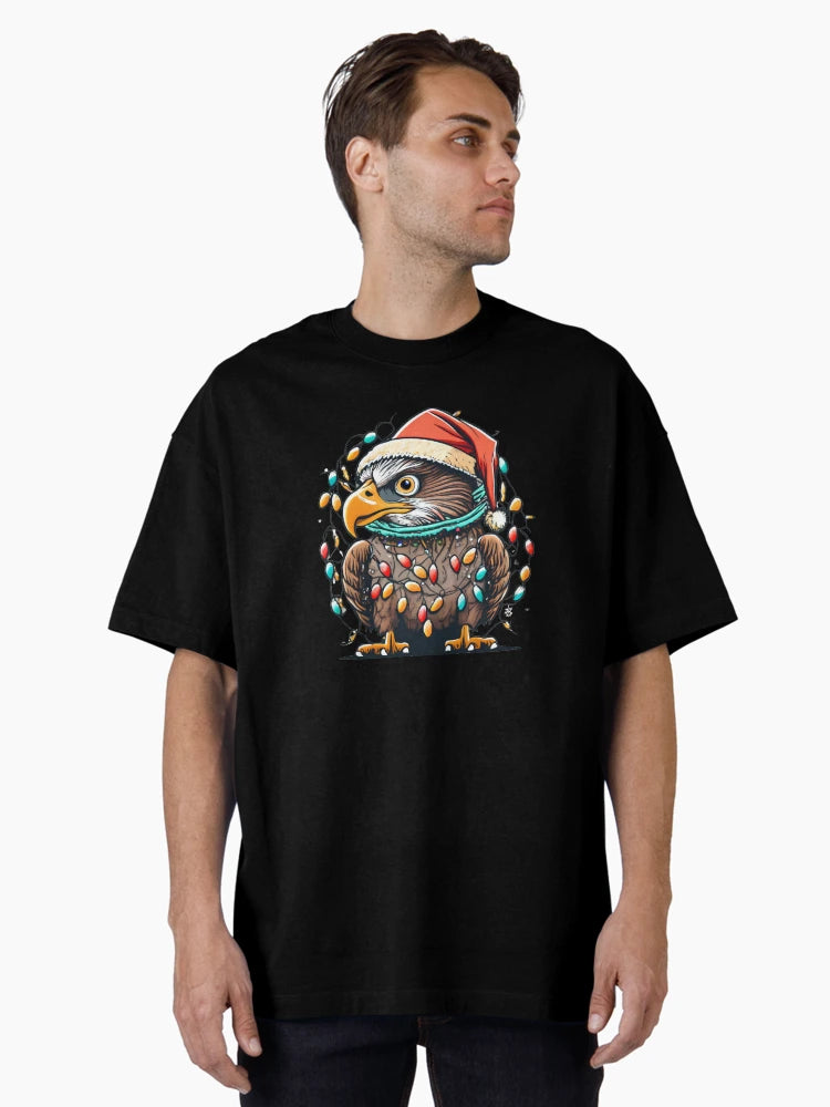 Eagle With Santa Hat And Christmas Lights