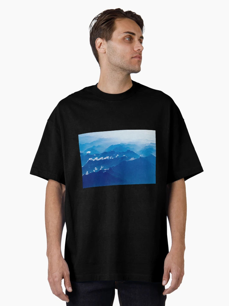 Aerial view of Swiss mountains in blue