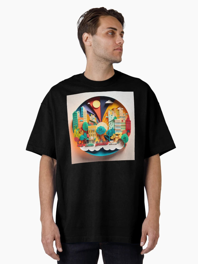 3D Effect Papercut Art - Cityscape Scene