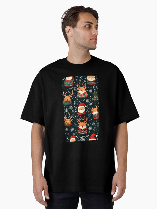 Festive Christmas Pattern with Santa and Reindeer