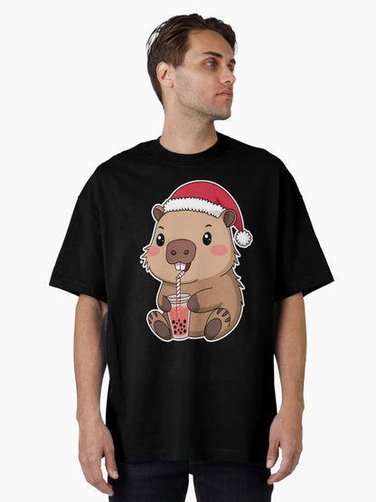 Adorable Capybara with a Christmas hat