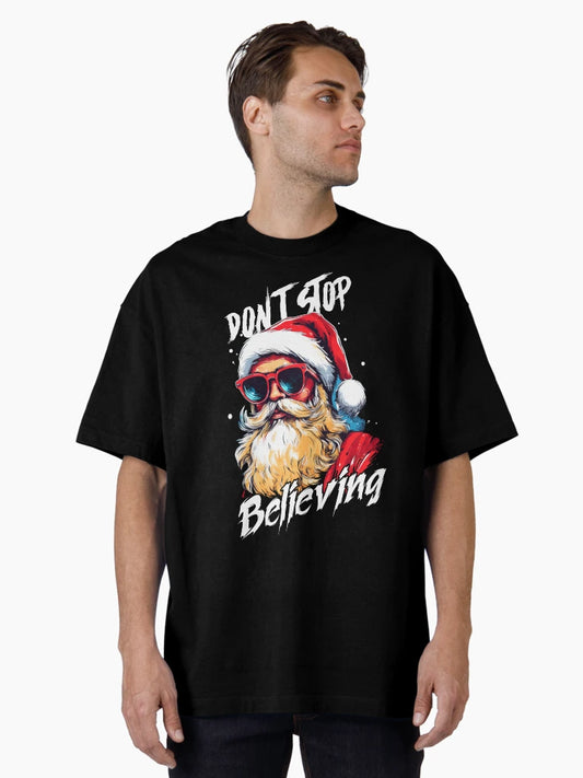 Don't Stop Believing Cool Santa with Sunglasses Funny Xmas