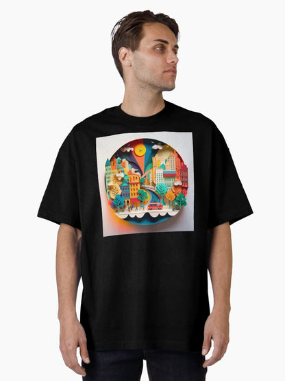 3D Effect Papercut Art - Cityscape Scene