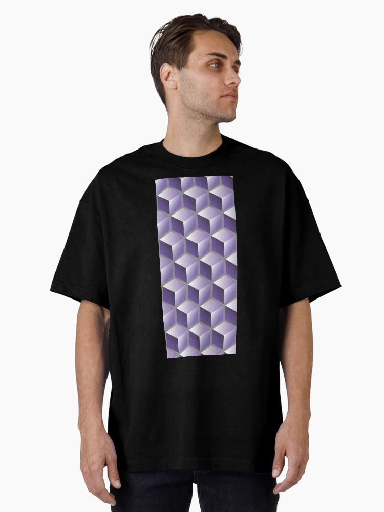 3D PURPLE CUBE GEOMETRIC PATTERN on GRAY Background (v1PURPLE on GRAY) ©
