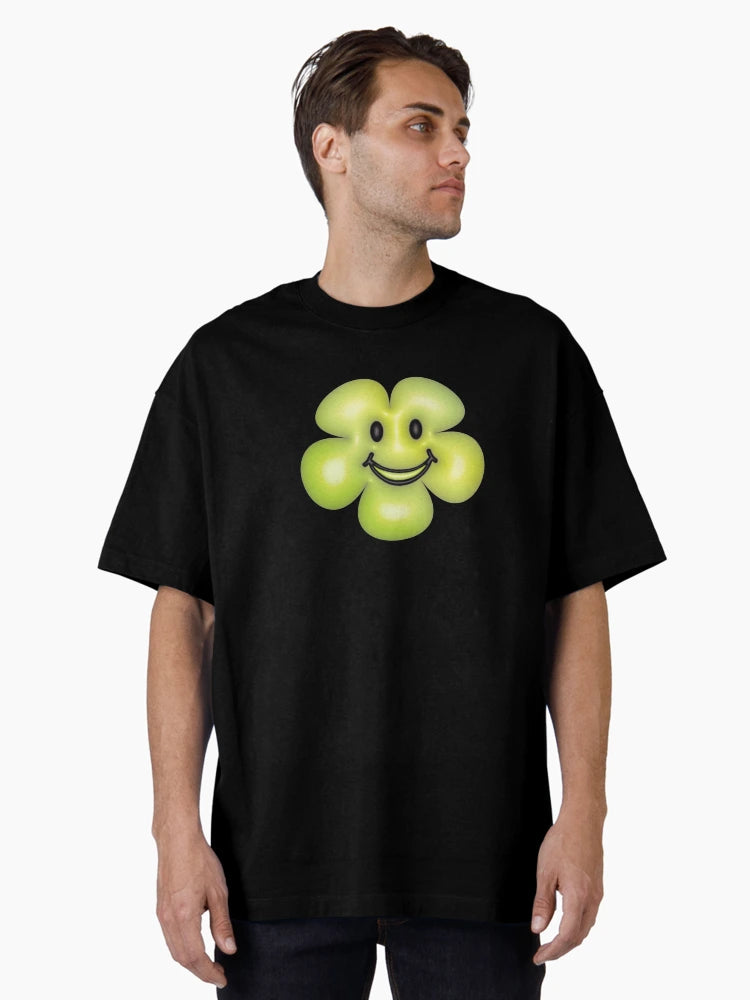 3d green flower smiley face.