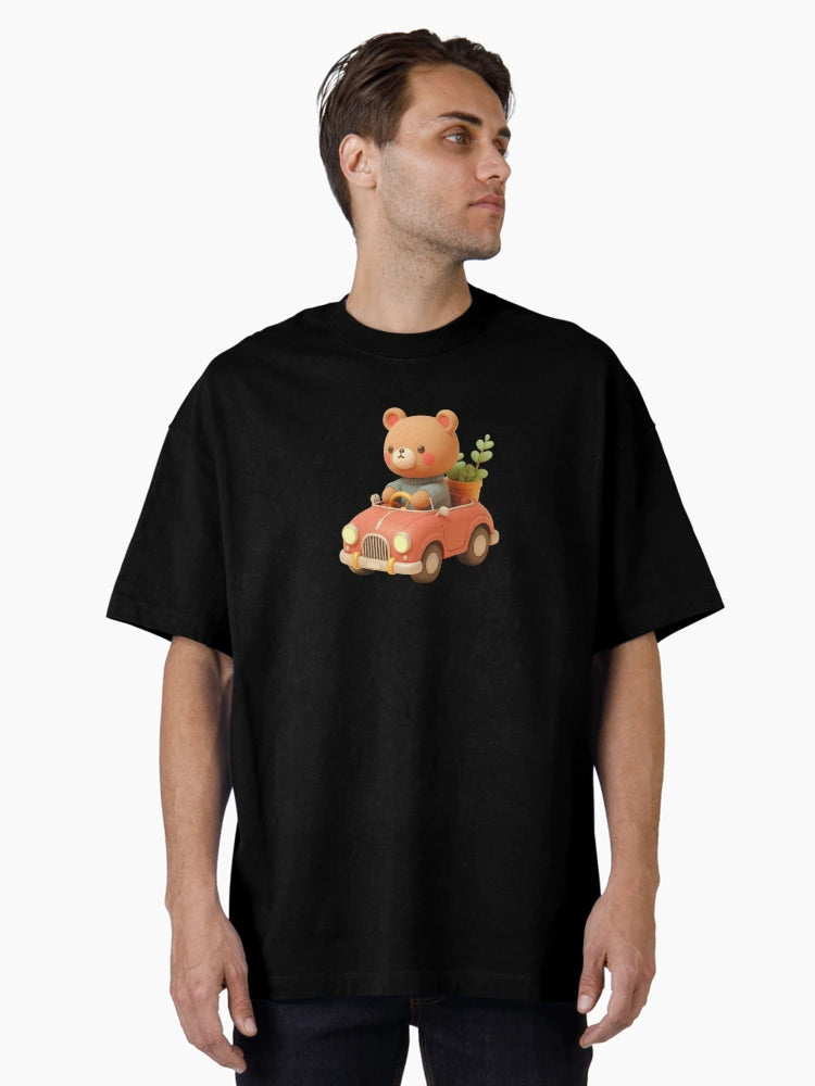 3D Baby Bear Riding a Car, Cute Bear Riding a Car, Adorable Kawaii Bear Riding a Car