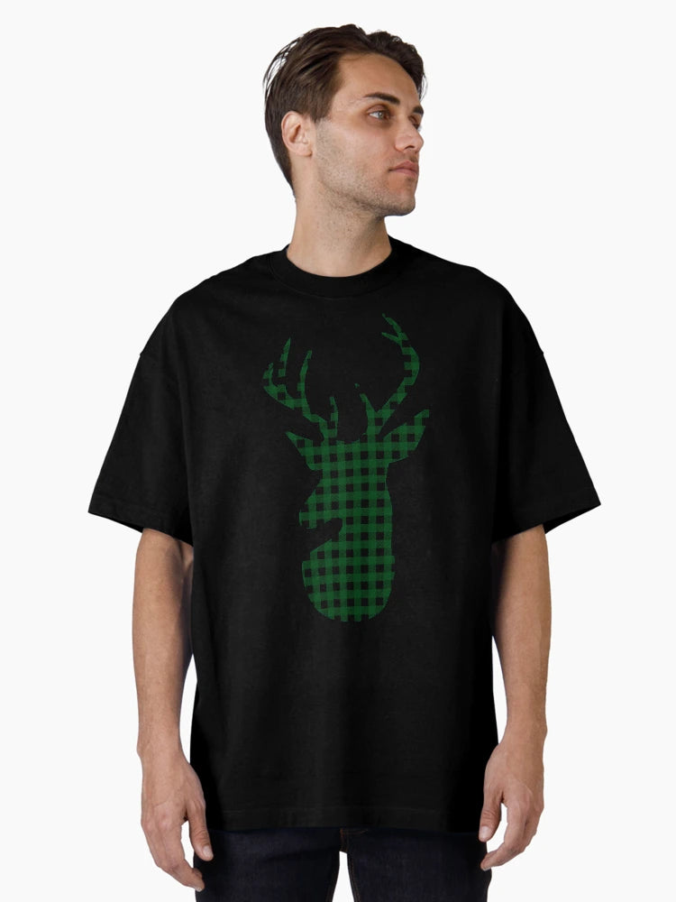 Elegant Green Plaid Deer Design
