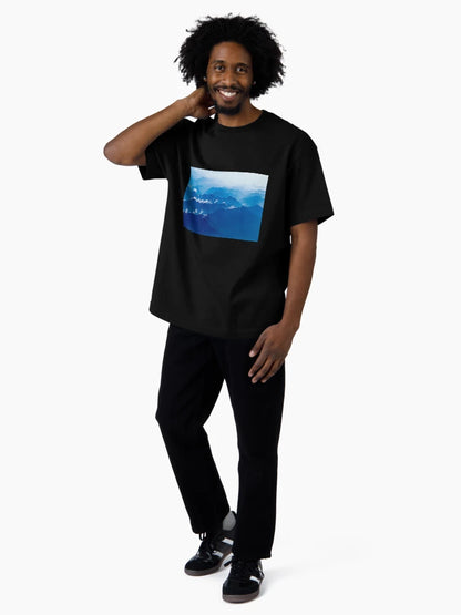 Aerial view of Swiss mountains in blue