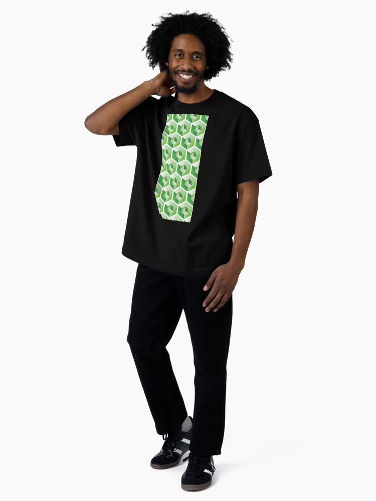 3D GREEN 'CUBE in CUBE' GEOMETRIC PATTERN ILLUSION on White Background (Cube v3 GREEN on WHITE) ©