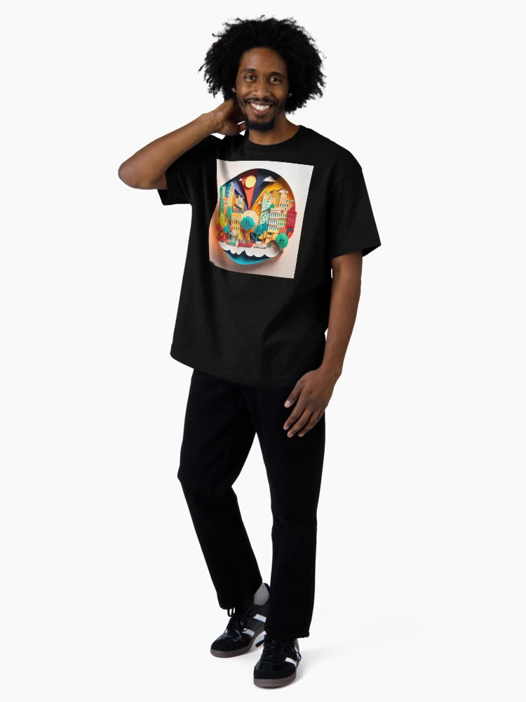 3D Effect Papercut Art - Cityscape Scene