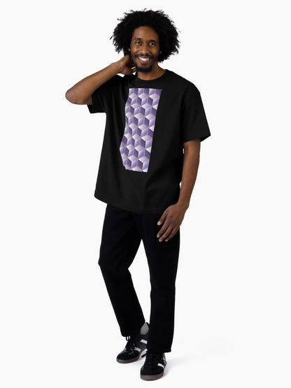 3D PURPLE CUBE GEOMETRIC PATTERN on GRAY Background (v1PURPLE on GRAY) ©