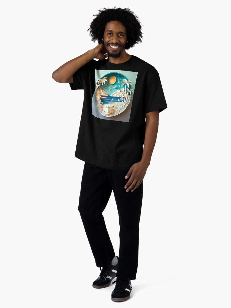 3D Effect Papercut Art - Beach Scene