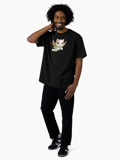 3D Cute Cat with Golden Wings, Kawaii Cat with Wings, Adorable Cute Cat