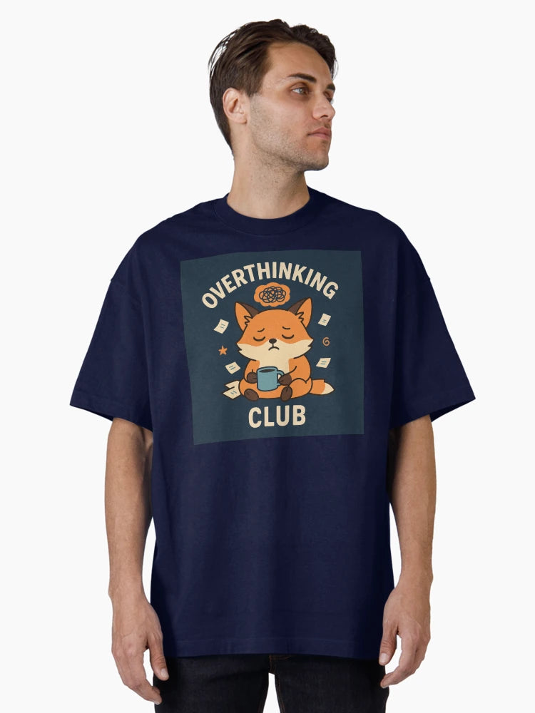 Overthinking Club – Cute Coffee Fox Mental Health Design