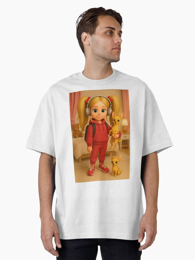 3D girl and her puppies