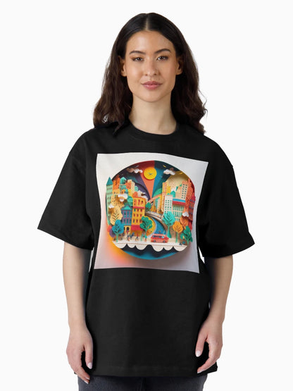 3D Effect Papercut Art - Cityscape Scene