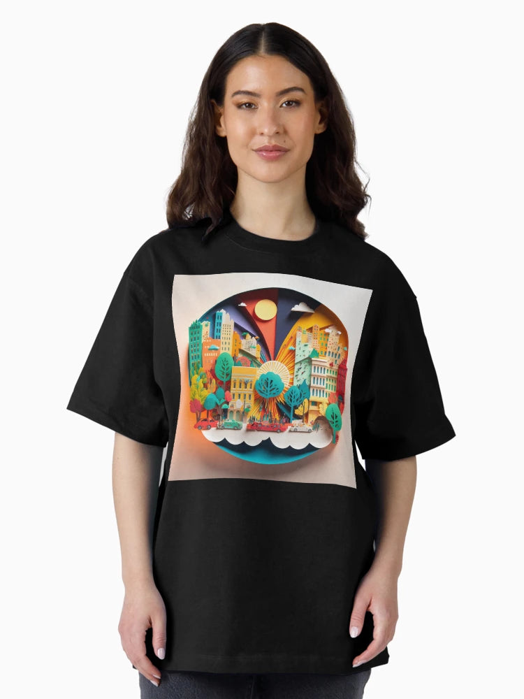 3D Effect Papercut Art - Cityscape Scene