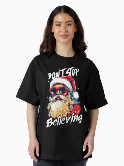Don't Stop Believing Cool Santa with Sunglasses Funny Xmas