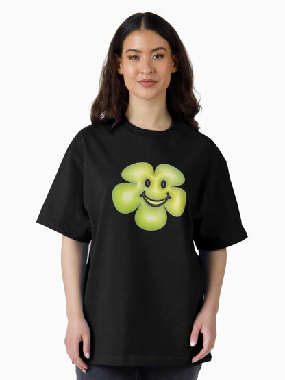 3d green flower smiley face.