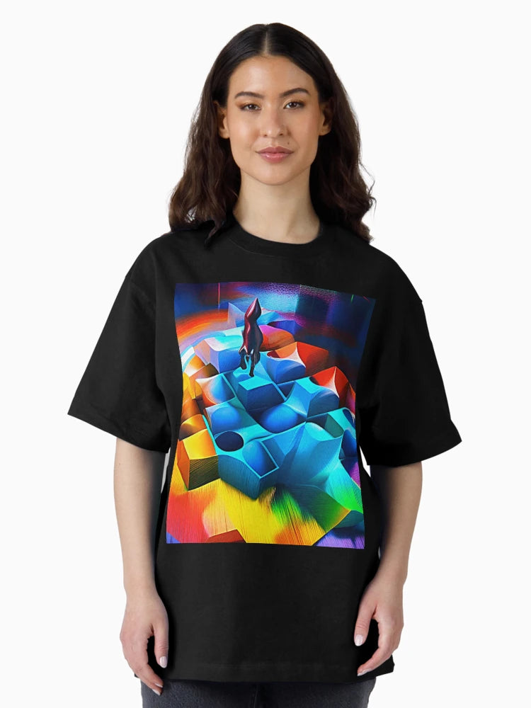 Abstract 3D art. Colorful magical landscape