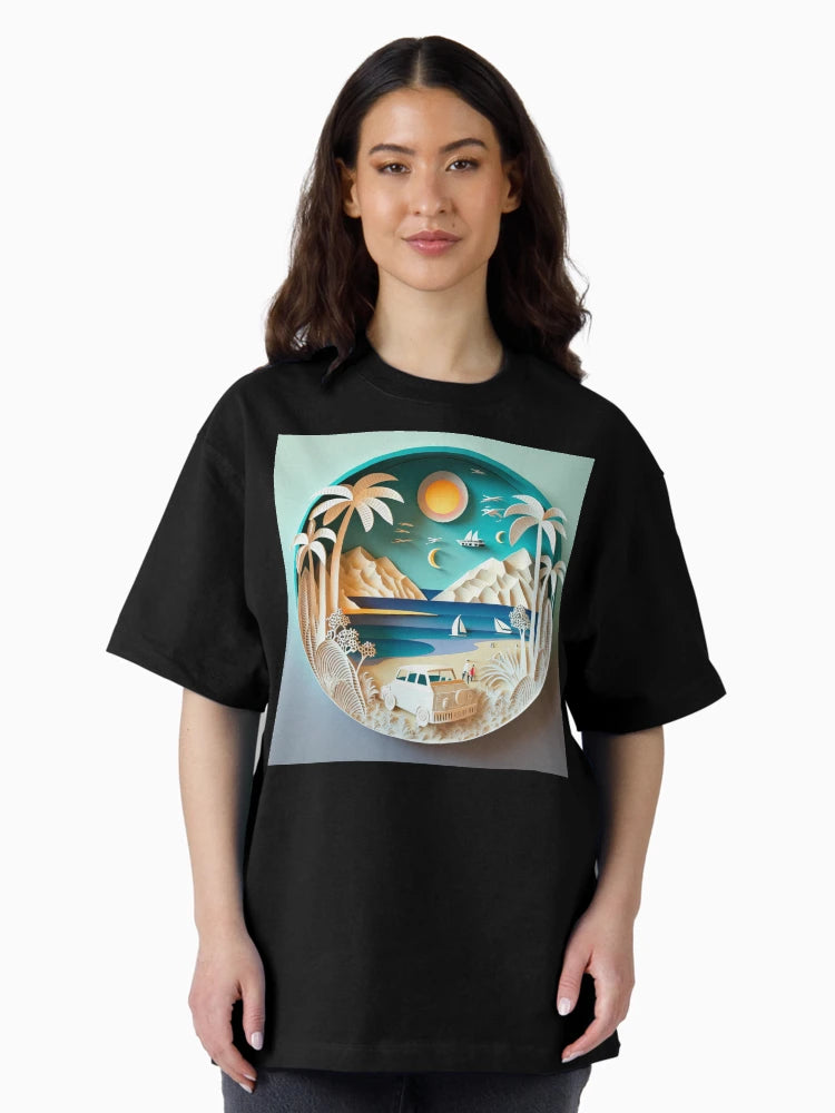 3D Effect Papercut Art - Beach Scene