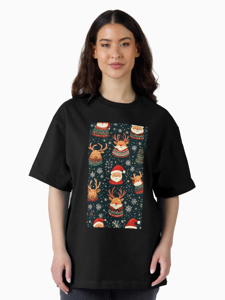 Festive Christmas Pattern with Santa and Reindeer