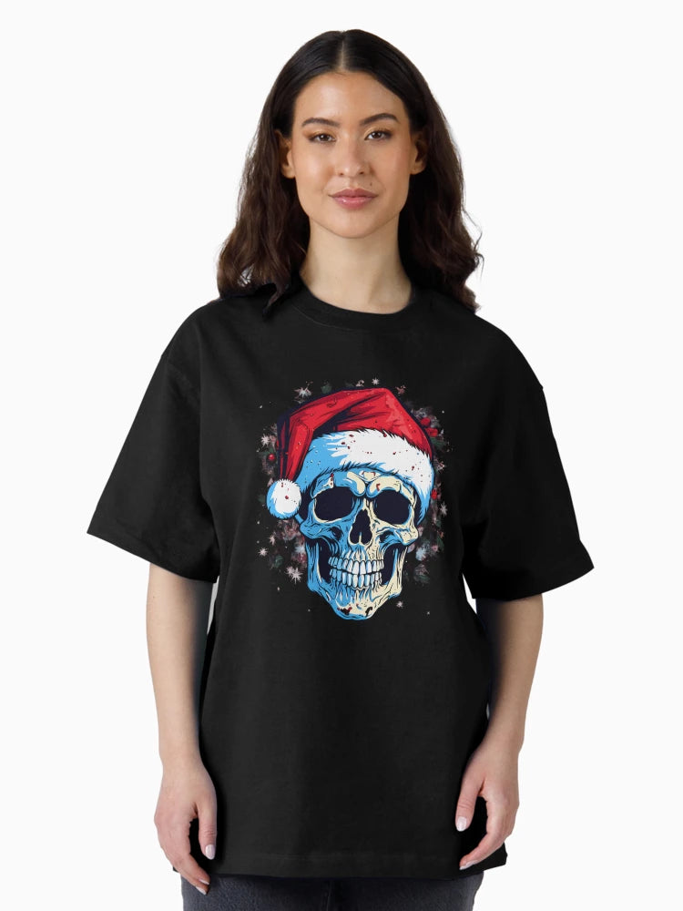 A skull with Santa Claus’s hat