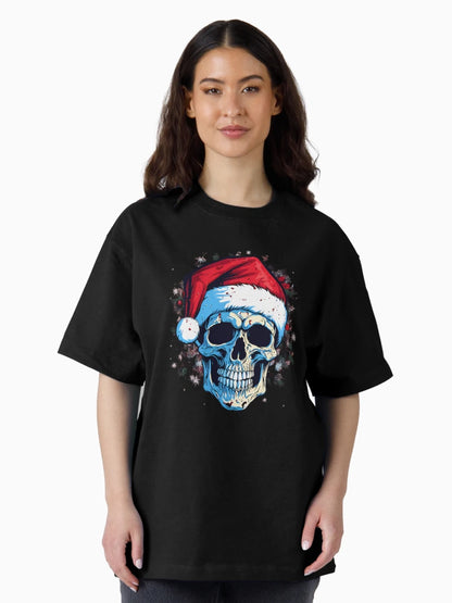 A skull with Santa Claus’s hat