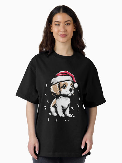 Adorable Dog Christmas Lights Santa Hat