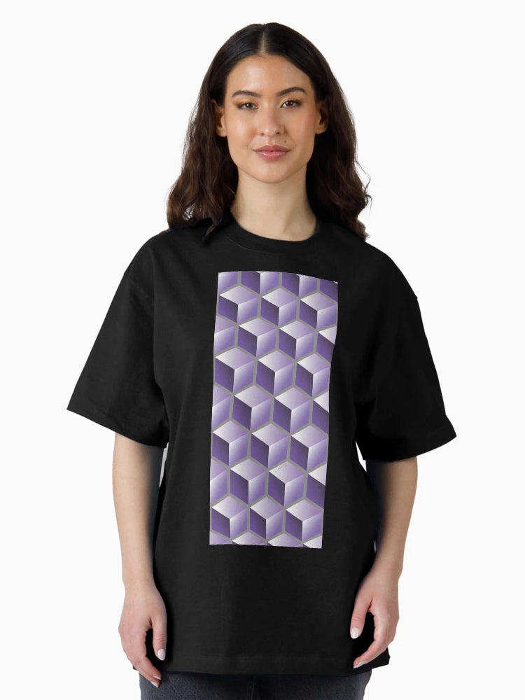 3D PURPLE CUBE GEOMETRIC PATTERN on GRAY Background (v1PURPLE on GRAY) ©