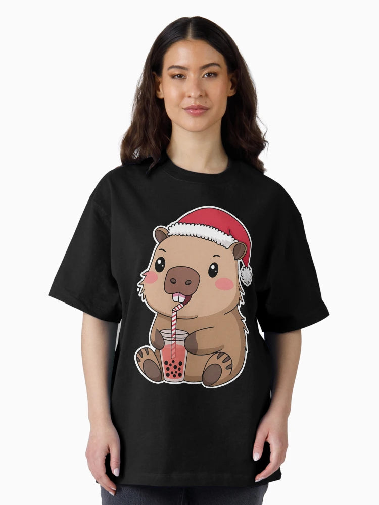 Adorable Capybara with a Christmas hat