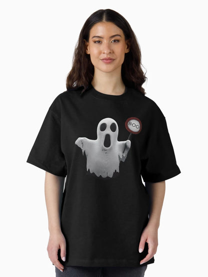 Ghost holding Boo sign!