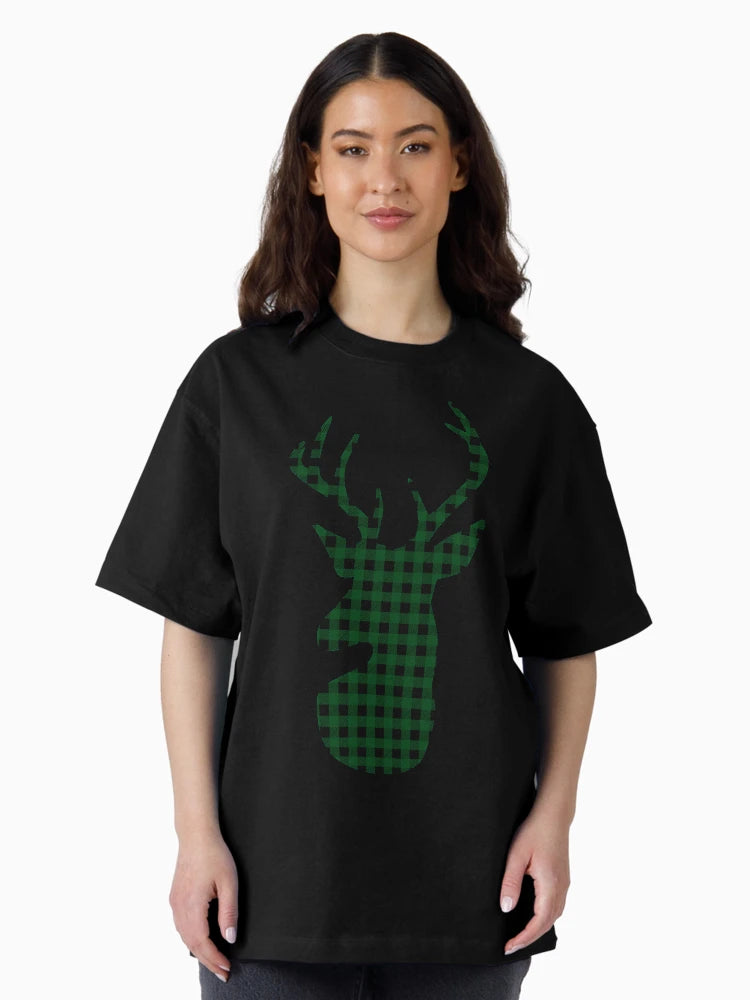 Elegant Green Plaid Deer Design