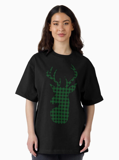 Elegant Green Plaid Deer Design