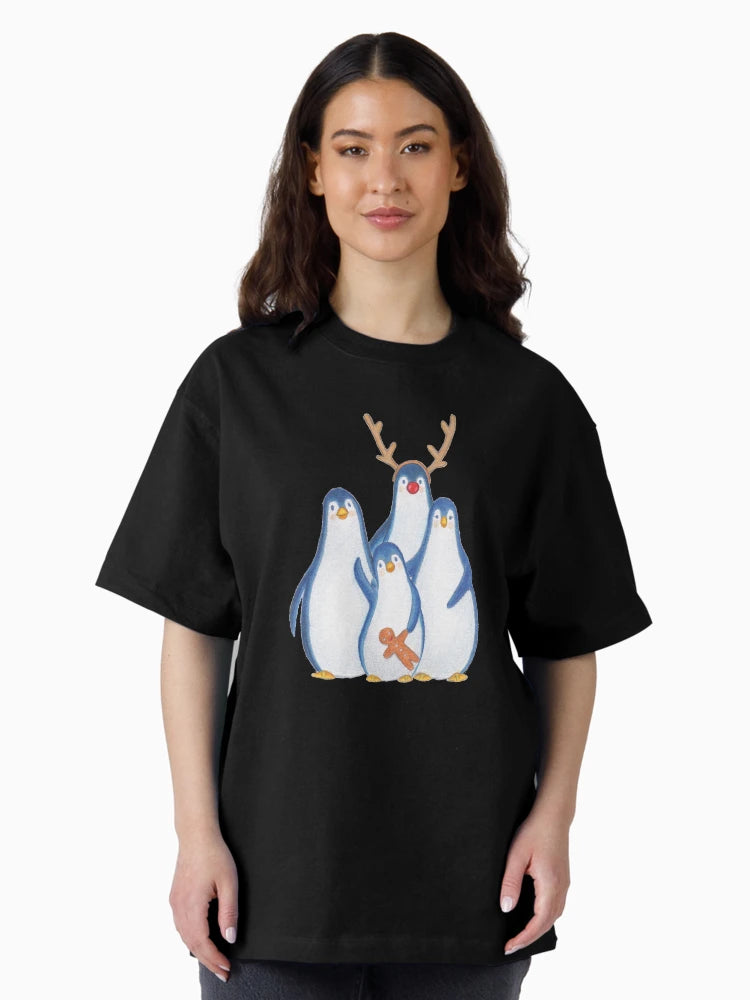 family of festive christmas penguins