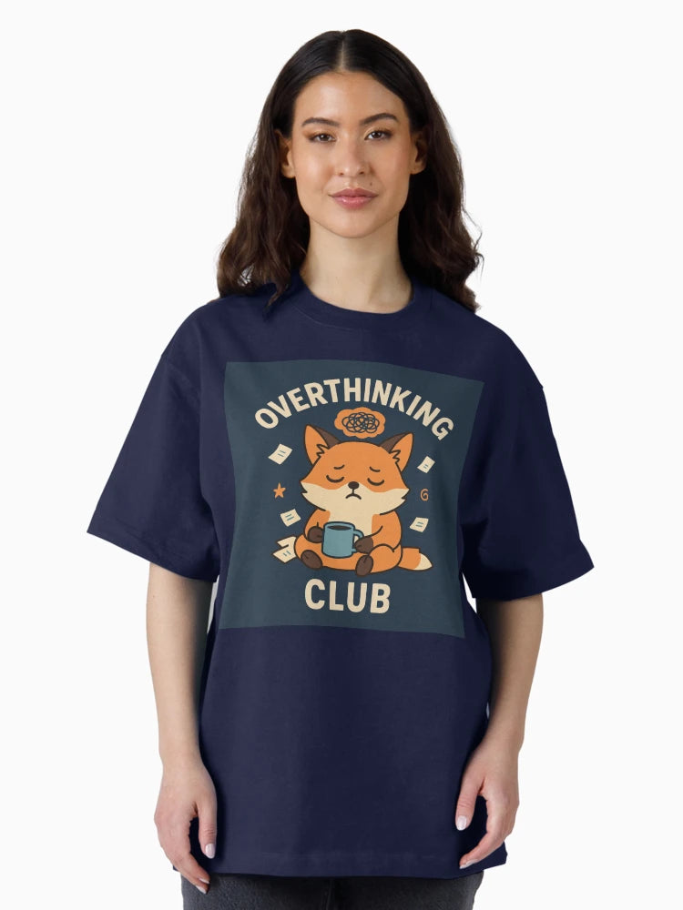 Overthinking Club – Cute Coffee Fox Mental Health Design