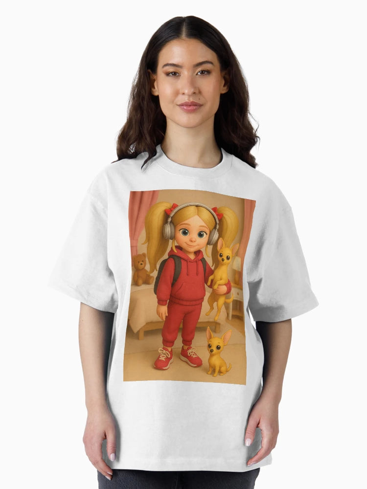 3D girl and her puppies