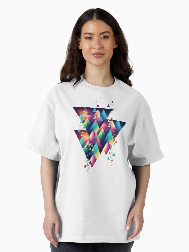 Abstract pattern of multicolored triangles