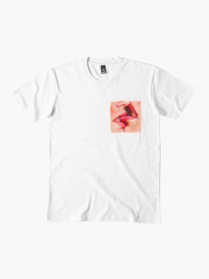 Drawing with rich paints, touching lips with a 3d effect. Kiss lips