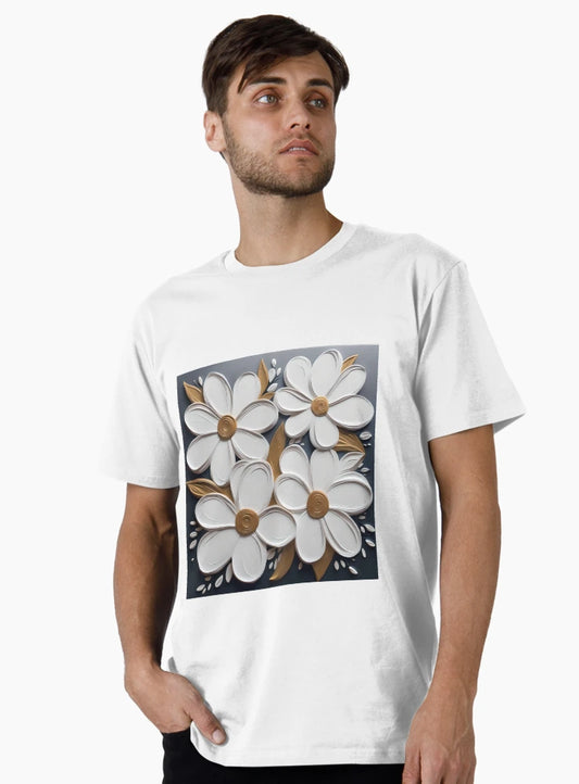 3D flowers, white
