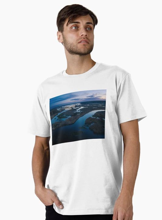 Aerial View of Marshland at Dusk