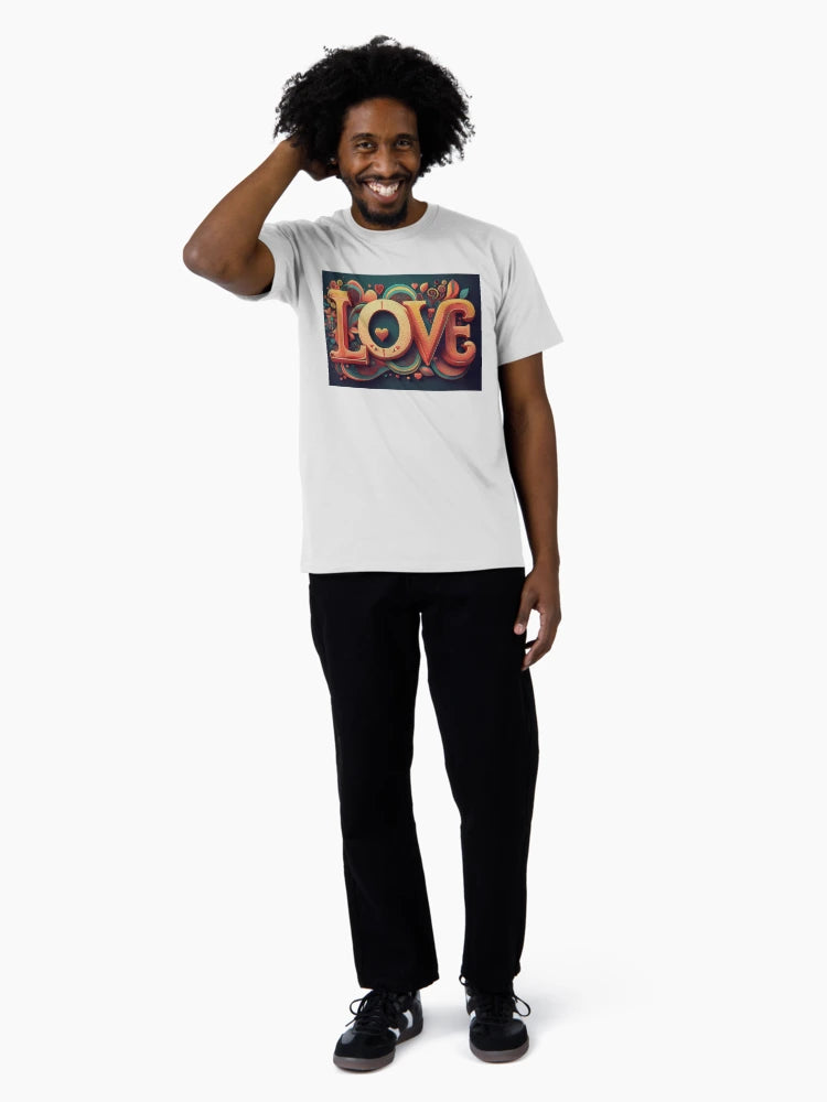 1960's style LOVE design orange and turquoise.