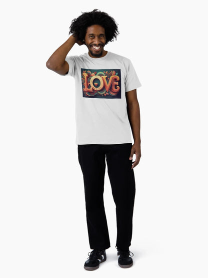 1960's style LOVE design orange and turquoise.