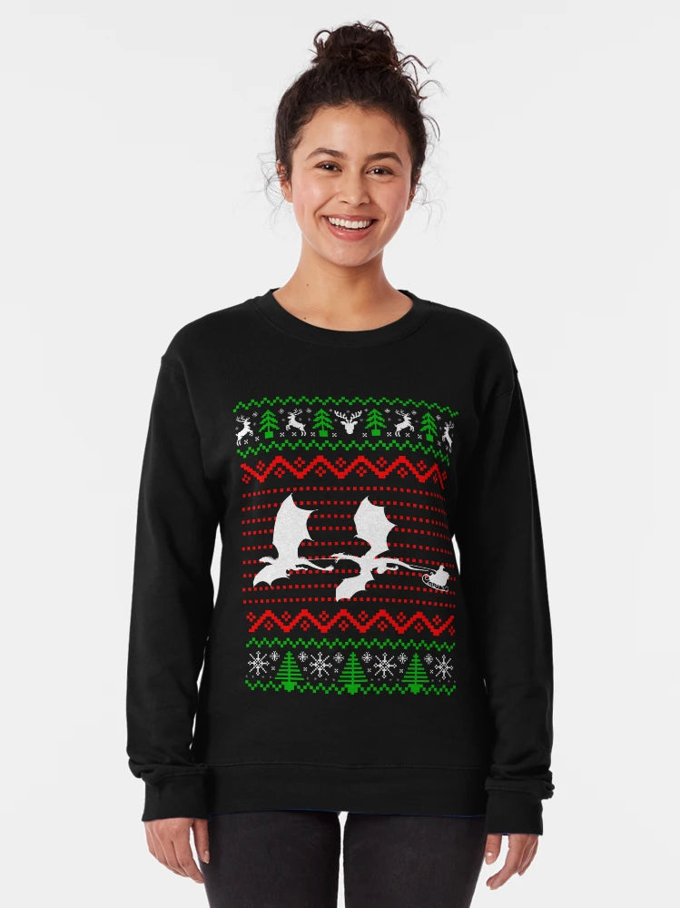Dragons Pulling Santa's Sleigh, Christmas Dragon Pattern