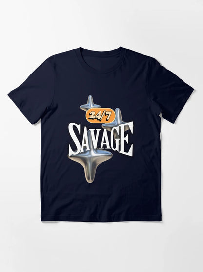 24/7 Savage – Bold 3D Sparkle Typography Design
