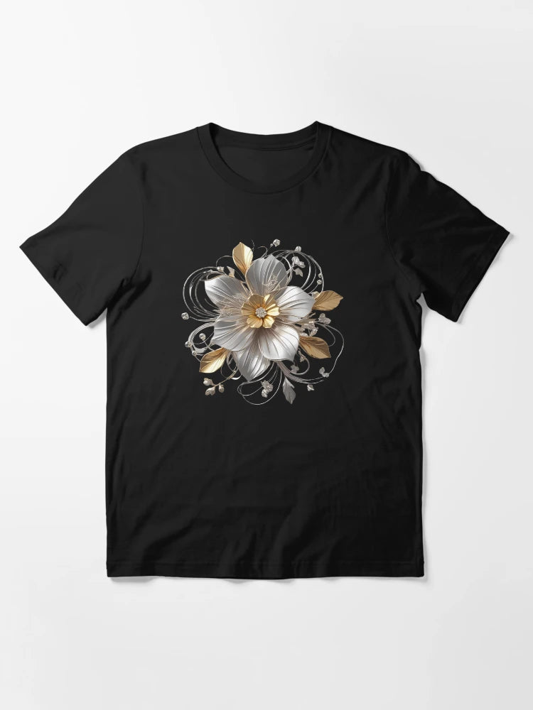 3D delicate white & gold flower