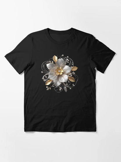 3D delicate white & gold flower