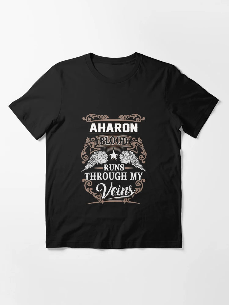 Aharon Name T Shirt - Aharon Blood Runs Through My Veins  Gift Item Tee